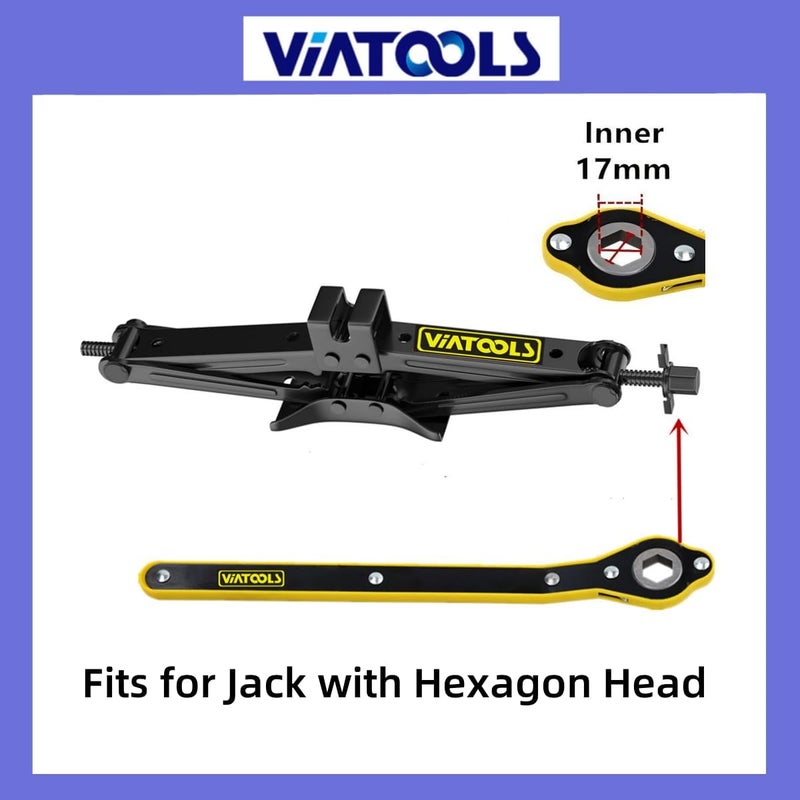 VIATOOLS Car Jack Hexagon Ratchet Wrench（17mm） Scissor Jack Handle Wrench With Positive And Reversal Knob for Travel/Truck/SUV/Vans - Image 3